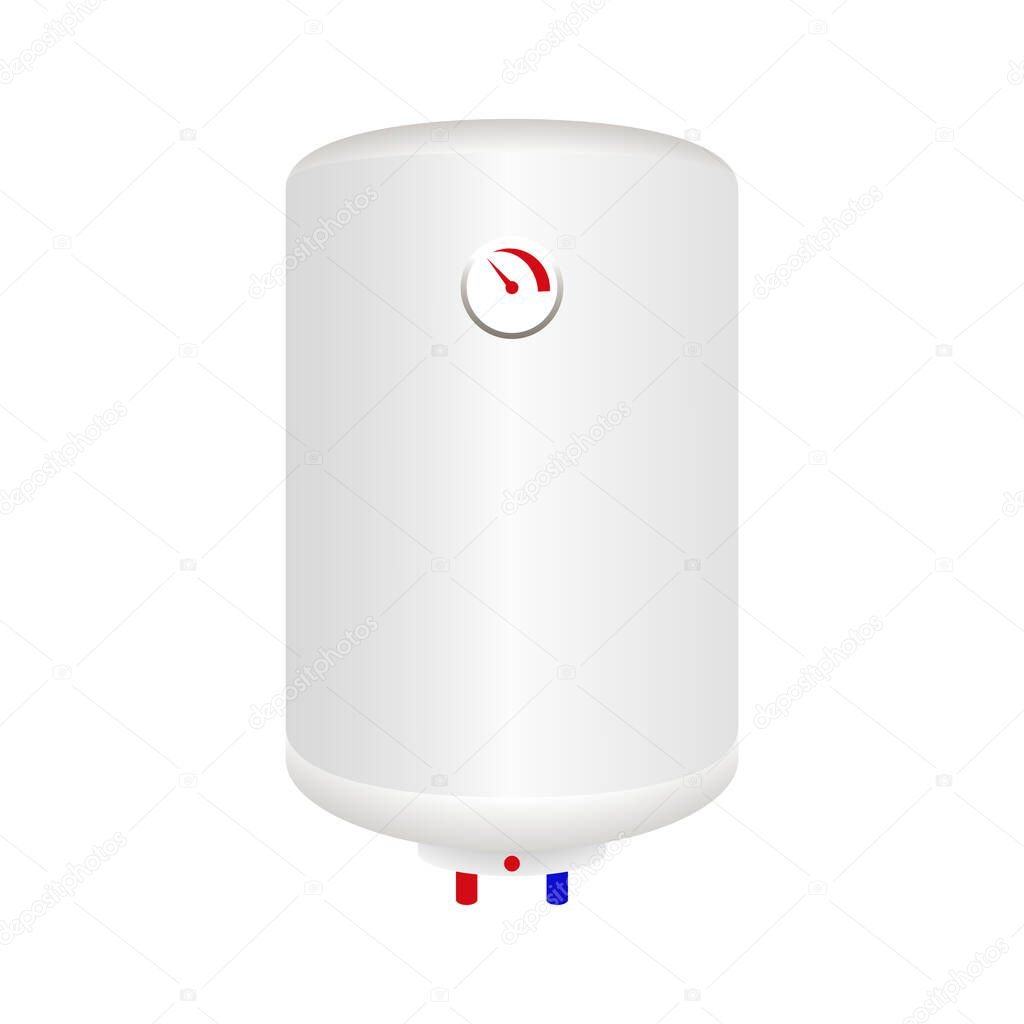 Realistic Electric boiler for heating water isolated on white background.3d vector illustration and realistic isometric view.