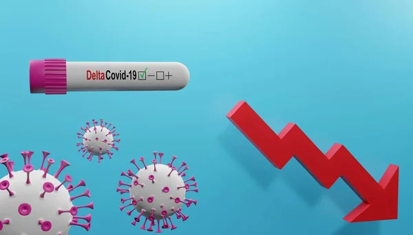 Rendimiento Disminución Incidencia Variante Delta Covid Concepto Médico Brote Coronavirus — Foto de Stock