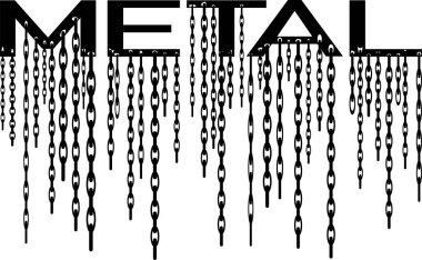 Metal zincirlerin arka planında metal yazılar