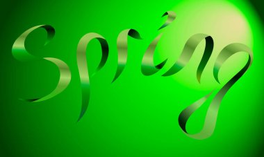 Vektör illüstrasyonunda yazıt yayı yeşil tonlarda uzayda değişik kurdeleler şeklinde gösterilmiştir.