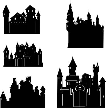 Bir dizi kale silueti.