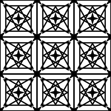  kumaşlar, ambalajlar, inşaat kiremitleri ve iç dekorasyon için simetrik şekillerin siyah, geometrik deseni