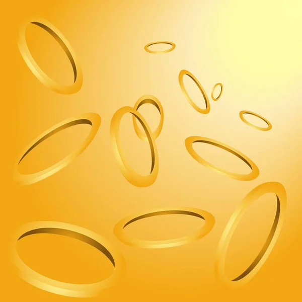 Abstract Background Form Golden Rings Yellow Background — Stock Vector