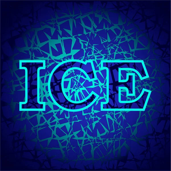 배경에 얼음이라는 단어를 푸른색 수정의 형태로 묘사하는 인쇄하는 광고하는 그리고 — 스톡 벡터