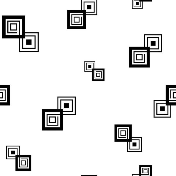Бесшовный Узор Изображением Черных Квадратных Фигур Белом Фоне Внутренней Отделки — стоковый вектор