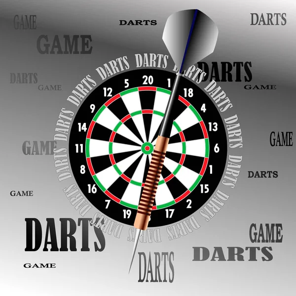 Egy Szürke Hátterű Dart Darts Tábla Illusztrációja Reklámplakátok Képeslapok Ruházat — Stock Vector