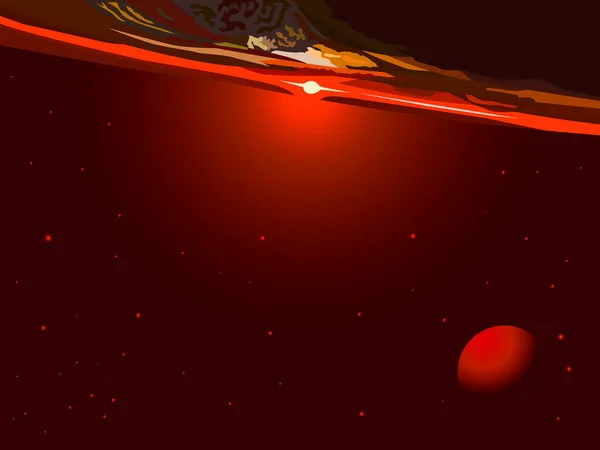 Illustration Représentant Espace Avec Une Étoile Montante Dessus Planète Dans — Image vectorielle