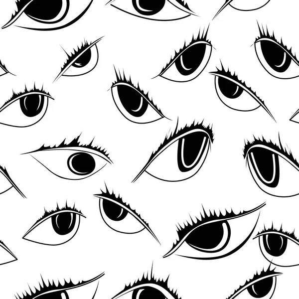 Black White Seamless Pattern Images Different Eyes Prints Fabric Packaging — Stock Vector