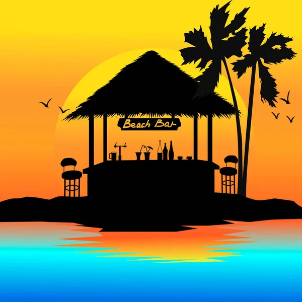 Coucher Soleil Sur Bar Plage — Image vectorielle