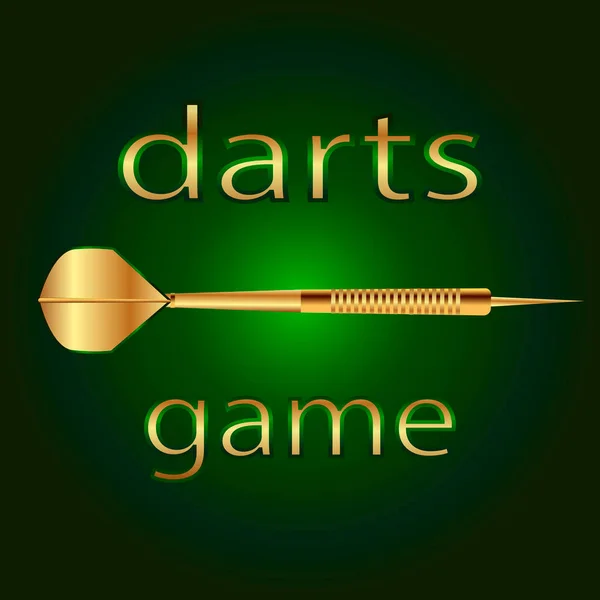 Vektorkép Arany Dart Játszani Darts Zöld Alapon Felirat Darts Játék — Stock Vector