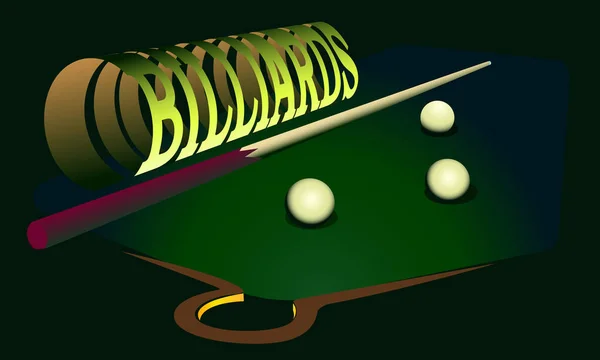 Vector Illustration Stylized Image Billiard Table Cue Balls Inscription Billiards — Stock Vector