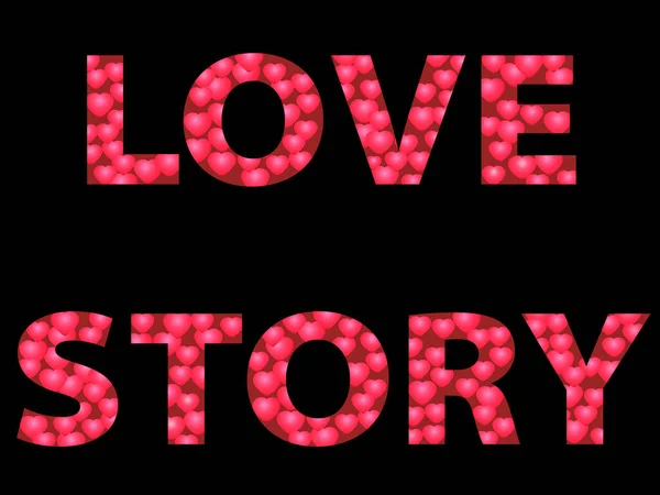 Vector Illustration Image Lettering Love Story Decorated Hearts Prints Clothes — Stock Vector