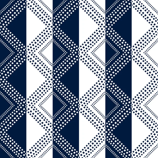 Nahtloses Muster Blau Und Weißtönen Von Quadraten Auf Gestreiftem Hintergrund — Stockvektor