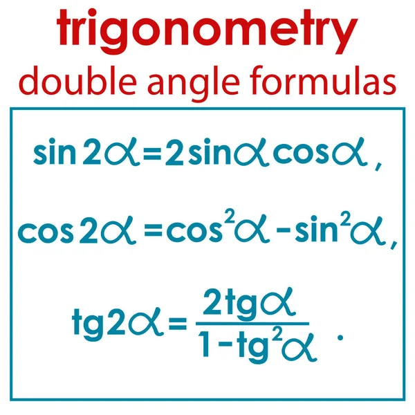 Ilustracja Wektorowa Przedstawiająca Wzory Matematyczne Podwójnego Kąta Funkcji Trygonometrycznych Drukowania — Wektor stockowy