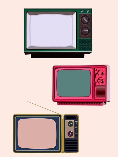 Vector Illustration Depicting Set Old Televisions Retro Style Illustration Decoration — Stock Vector