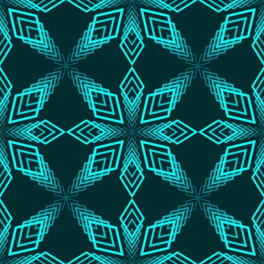 Kumaş, ambalaj, kapak, seramik ve pencerelerin yanı sıra iç dekorasyon için açık mavi tonlarda bir süs şeklinde kusursuz soyut desen