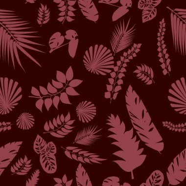Kırmızı-koyu renkli egzotik bitki yapraklarının kusursuz deseni