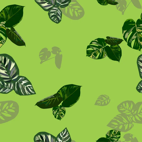 Padrão Sem Costura Tropical Folhas Exóticas Para Impressões Tecidos Banners — Vetor de Stock