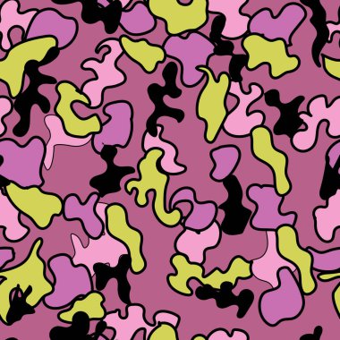 Kumaş, giysi, ambalaj ve iç dekorasyon, kapak, çerçeve ve seramik üzerindeki parmak izleri için çeşitli kamuflaj biçiminde kusursuz bir vektör arkaplanı