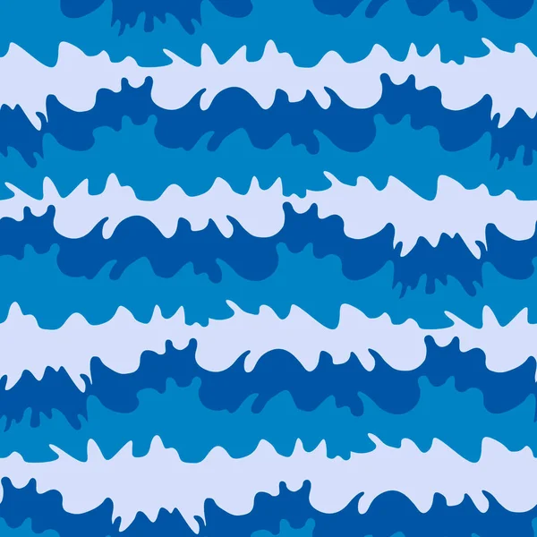 Бесшовный Рисунок Горизонтальных Абстрактных Форм Виде Волн Сине Белых Тонах — стоковый вектор