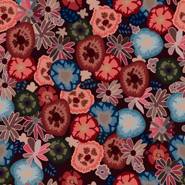 Kumaşlar, giysiler, halılar, perdeler, ambalajlar ve iç dekorasyonlar için kusursuz, çeşitli çiçekler.