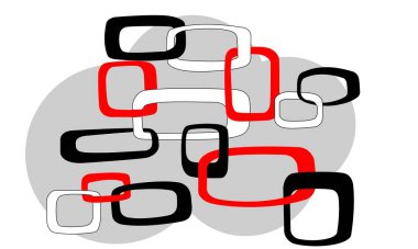 Giysiler ve iç tasarım üzerindeki baskılar için birbirine bağlı çok renkli bağlantıların soyut bir resmi