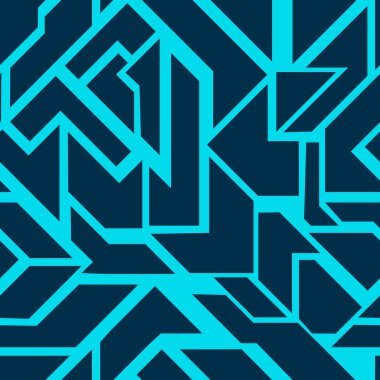 Kumaş, kapak, giysi, ambalaj ve ayrıca iç dekorasyon için mavi tonlarda düzensiz şekillerin kusursuz soyut deseni