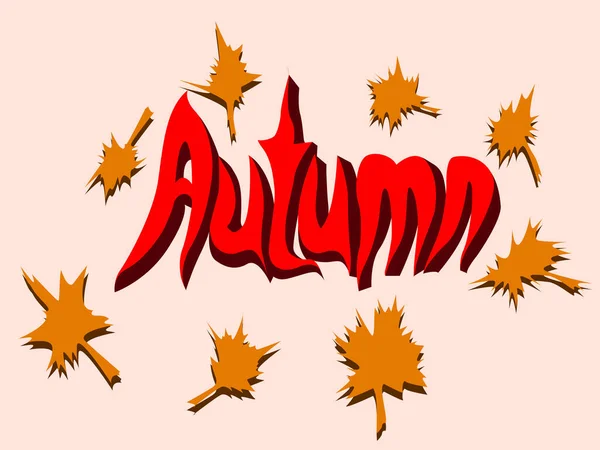 Vektorillustration Mit Dem Stilisierten Wort Herbst Für Drucke Auf Postkarten — Stockvektor