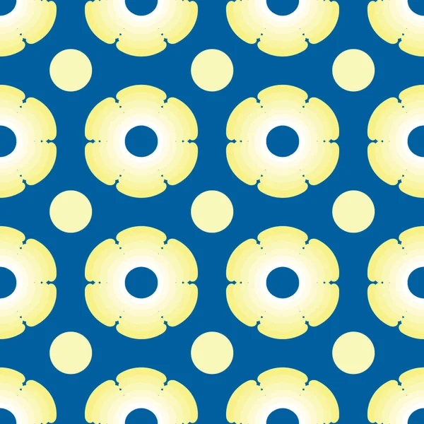 Zökkenőmentes Geometriai Szimmetrikus Mintát Kép Figurák Stilizált Kamilla Virágok Sárga — Stock Vector