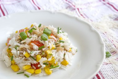 vegetable risotto - basmati rice with corns, tomatoes and onion