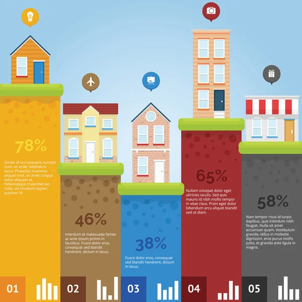 Infográfico da cidade com gráfico — Vetor de Stock