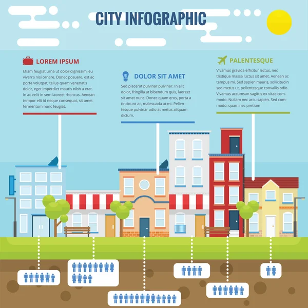 Nyári város Infographic — Stock Vector