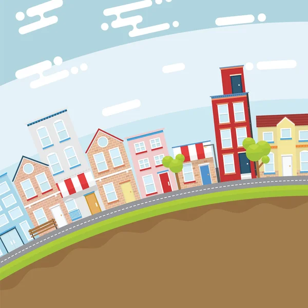 City in Slope land — Stock Illustration City in Slope land Vector Graphics