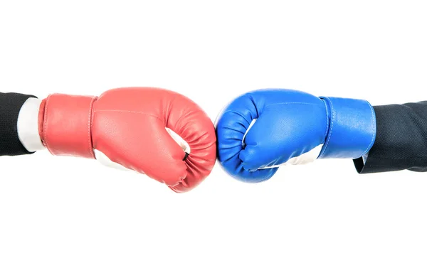 Sfida Combattere Guanto Boxe Rosso Contro Guanto Blu Competizione Commerciale — Foto Stock