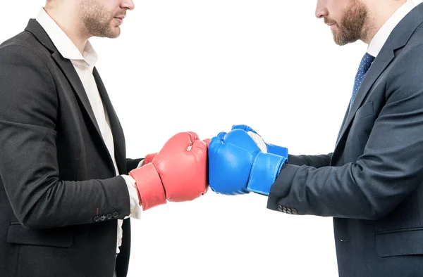 Contact Fighting Men Cropped View Businessmen Fight Boxing Gloves Fighting — Stock Photo, Image