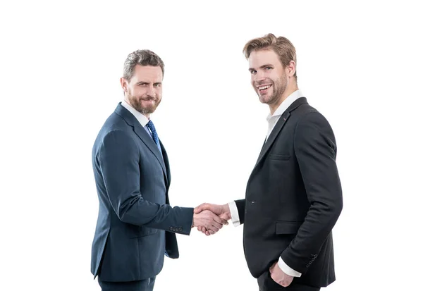 Two Businessmen Colleagues Shaking Hands Successful Business Deal Partnership — Stock Photo, Image