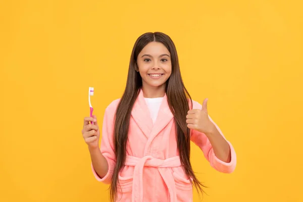 Cuidados Orais Auto Higiene Hábito Diário Feliz Adolescente Menina Segurar — Fotografia de Stock