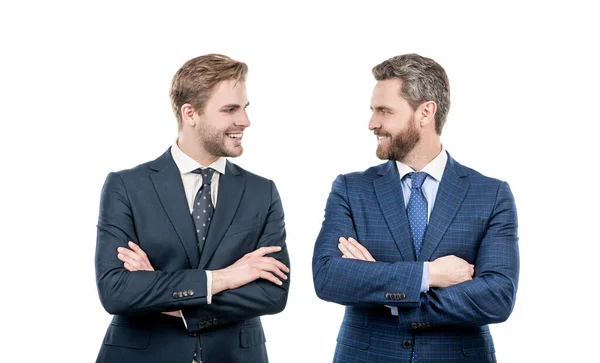 Hombres Negocios Confiados Hombres Profesionales Formalwear Sonrisa Feliz Mantener Los —  Fotos de Stock