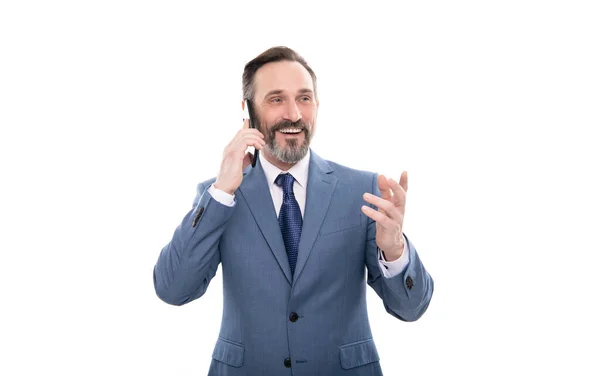 Adulto ceo hablar en el teléfono celular. Llamada telefónica. tecnología móvil. Comunicación. —  Fotos de Stock