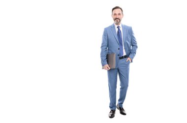 Mutlu girişimci bilgisayar kopyalama alanı ile tam yol yürüme, iş başarısı.