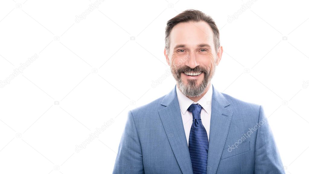 portrait of successful man in suit. entrepreneur isolated on white. formal fashion.