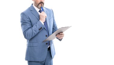 Notlar alan başarılı bir adam. Girişimci projeyi okudu.