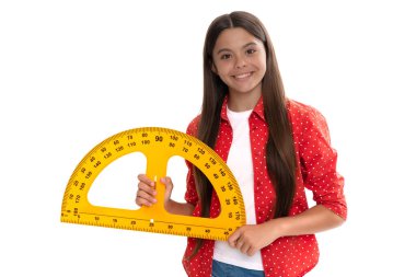 Cebir ve geometri. Çocuk matematik okuyor. Boyutunu ölçün. trigonometri sayfası.