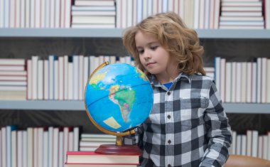 Öğrenci öğrencileri okulda dil ya da edebiyat öğreniyor. İlkokul çocuğu. Çalışan inek öğrenci portresi