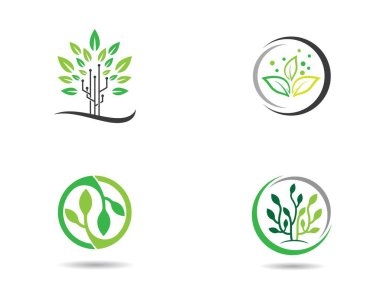 Yeşil yapraklı ekoloji doğa element ikonu logoları