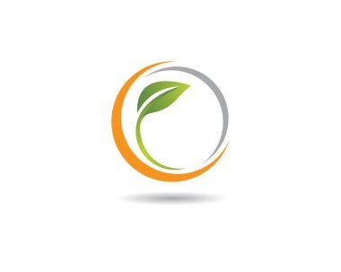 Yeşil yapraklı ekoloji doğa element ikonu logoları