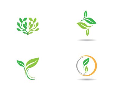 Yeşil yapraklı ekoloji doğa element ikonu logoları