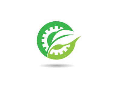 Yeşil yapraklı ekoloji doğa element ikonu logoları
