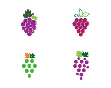 Gıda uygulamaları ve web siteleri için yaprak simgesi ile bir demet şarap üzümü