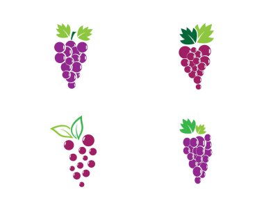 Gıda uygulamaları ve web siteleri için yaprak simgesi ile bir demet şarap üzümü